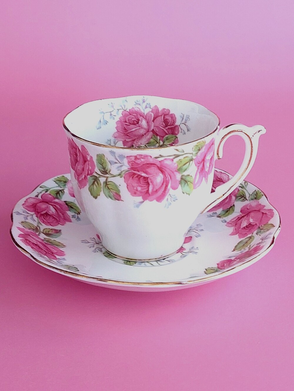 English Bone China Bell China Lady Alexander Rose Tea Cup and Saucer Set